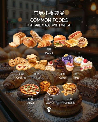 common western bakery foods made with wheat