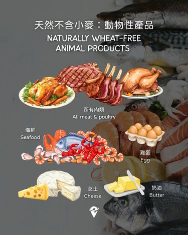 natural wheat gluten free animal products meat seafood butter egg cheese