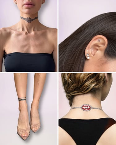 idées placement tatouage éphémère cou oreille cheville nuque accessoire mode WANNATAG