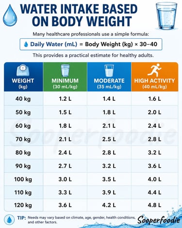 Daily water required by body weight