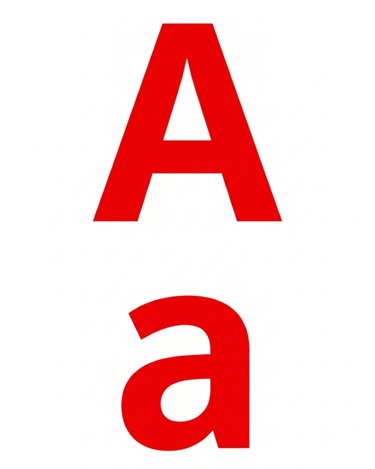 A bright red uppercase letter A and lowercase letter a displayed on a plain white background.