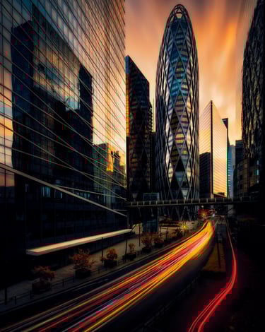 Paysage urbain graphique et architectural par David Keochkerian