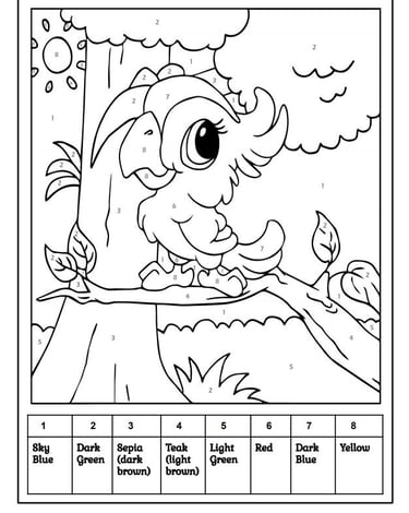 Colour by number book page