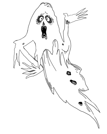 an argumentative ghost with hand on hip