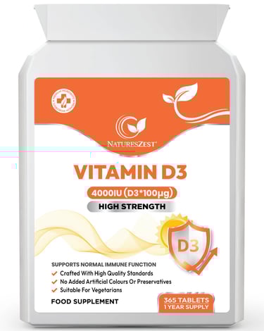 Vitamin D3 4000 IU for Bones, Muscles & Immune Support – High Strength, 1-Year Supply for Teeth & Ca