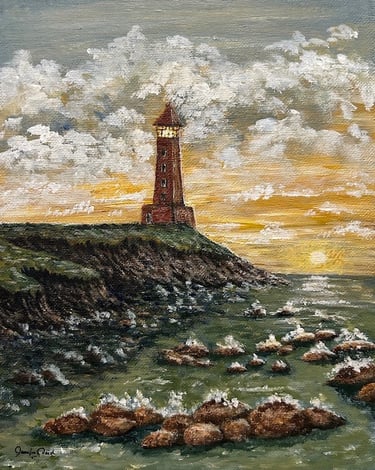 Lighthouse by the Waves, 2025, Acrylic on canvas, 10 x 8 inches  $140  SOLD