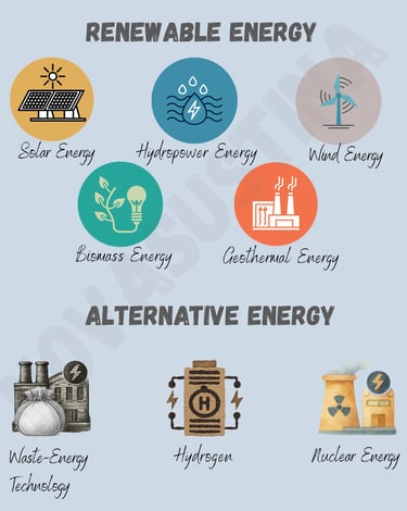 Renewable energy and alternative energy