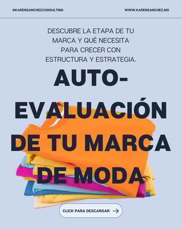 Portada del ebook ‘Autoevaluación de tu marca’, herramienta práctica de Karen Sánchez Consulting que ayuda a diseñadores de m