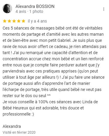 avis client massage bébé 5 étoile