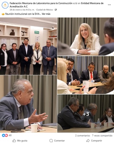 Representatives of the Mexican Federation of Construction Laboratories at an institutional meeting with EMA A.C.