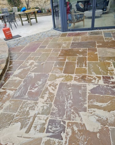 Titan grout getting put in