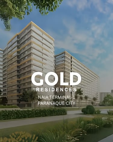 Gold Towers luxury residential building architecture near NAIA Terminal 1 in Paranaque City.