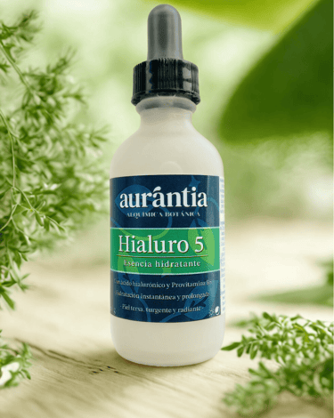 Botella de esencia facial hidratante Aurantia Hialuro 5 con ácido hialurónico