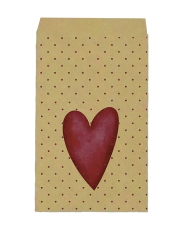 kraft geschenkzakje met hartjes als bedrukking.. Perfect voor Valentijn.