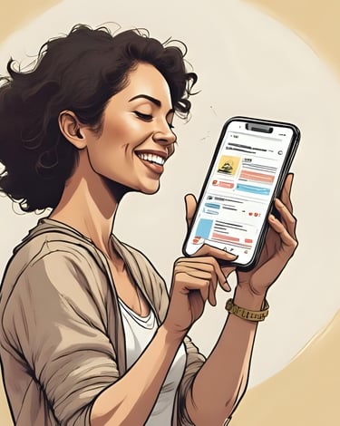 illustration entrepreneuse ravie de ses designs en ligne