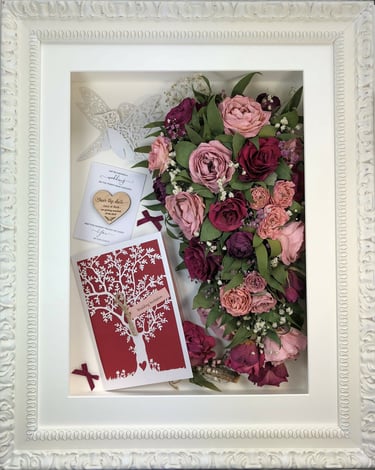 trailing view preserved wedding bouquet in a frame