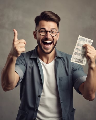 Happy lottery player
