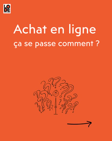 Affiche où est écrit "achat en ligne, ça se passe comment?"