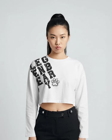 Legenbeary PAW Women's Long Sleeve Crop Top