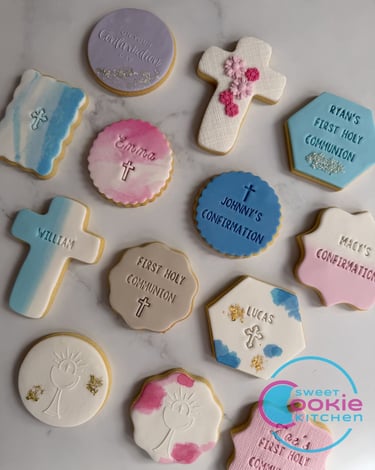 First Communion and Confirmation fondant cookie designs