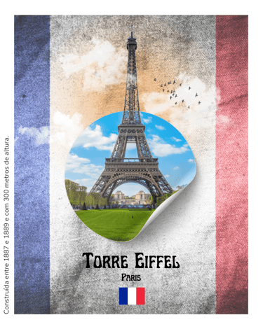 arte para instagram com a Torre Eiffel sobre a bandeira da França