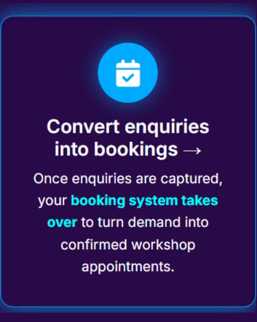 Garage enquiries converted into confirmed bookings using AI automation and integrated garage booking