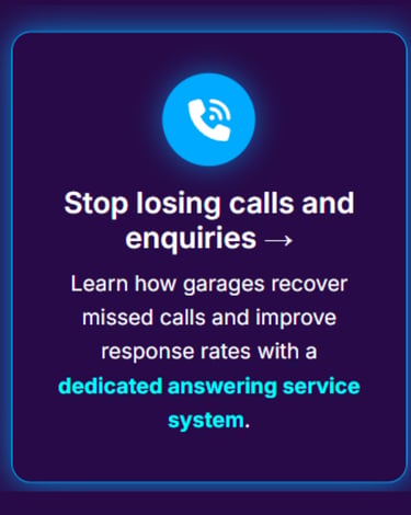 Garage lost enquiries and missed calls showing how customer requests are not captured without enquir