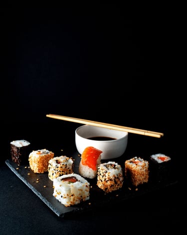 photographie de sushis en clair obscur thierry le moel photographe