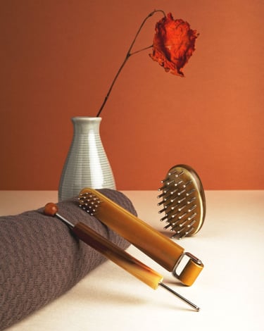 photographie de trois outils dien chan Kobido reflexologie Thierry Le Moel Photographe