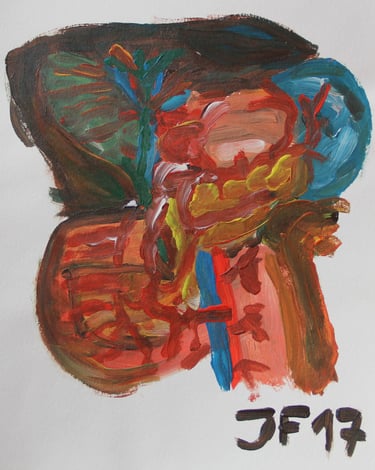a painting of abdomen's anatomy