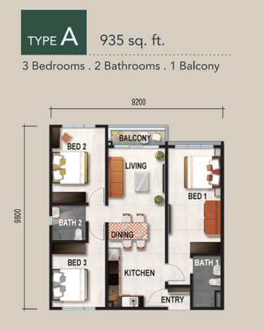 Verte Medini Residence Type A Layout