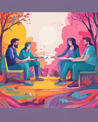 A warm portrait of a friendly therapist smiling in a cozy, inviting office setting.