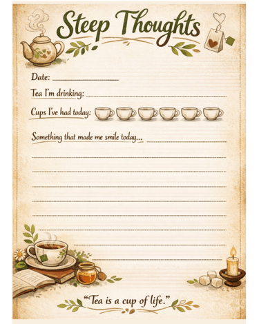 Steep Thoughts Tea Tracker Sheet