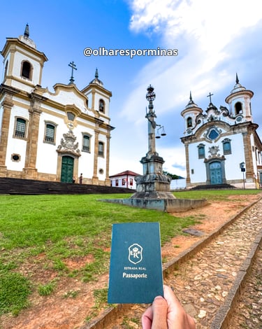 Passaporte da Estrada Real na praça Minas Gerais, em Mariana MG
