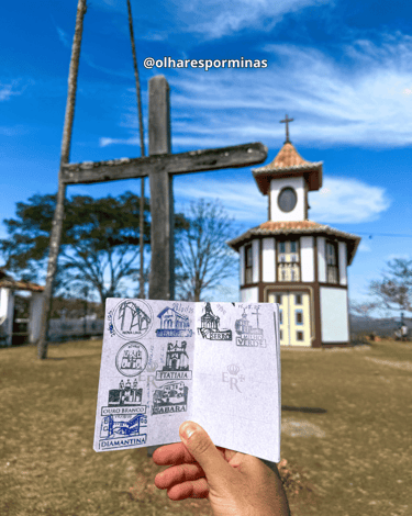 Passaporte da Estrada Real com carimbos de cidades e distritos historicos de MG, em Milho Verde