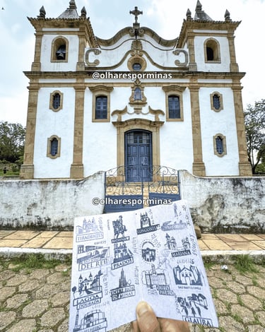 Passaporte da Estrada Real carimbado em frente à igreja de Glaura Minas Gerais