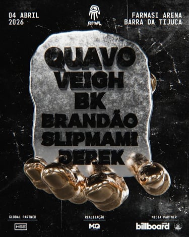Quavo e convidados no OMNI Festival Rio, line-up completo do evento, palco e público na Farmasi Aren