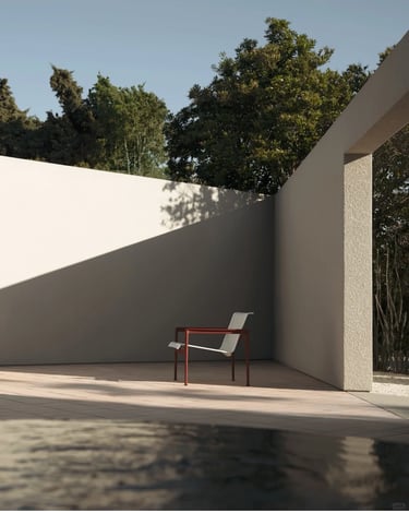 Comfortable outdoor lounge chairs and cushioned seating designed for relaxation in a cozy garden or