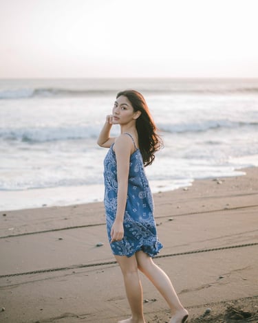 Artistic standing portrait at Pantai Nyanyi beach Tabanan Bali