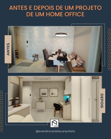 Projeto de Sala de Estar e Home Office de apartamento compacto em São Paulo