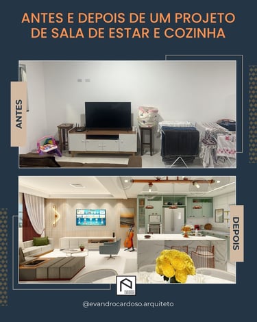 Projeto de Reforma de Cozinha e Sala de Estar integrada em São Paulo