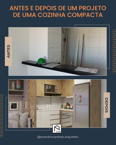 Projeto de cozinha compacta e reforma de apartamento em São Paulo