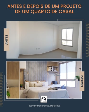 Projeto de Reforma de Interiores de Quarto de Casal compacto em São Paulo