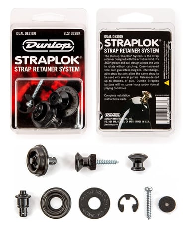 Dunlop Staplock Dual Design Strap Retainer System, Black