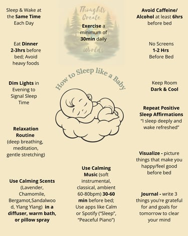 Tips and strategies on how to sleep better.