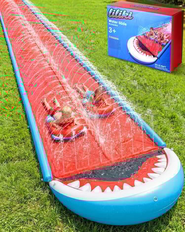 40×6.56FT Heavy Duty Slip and Slide with Sprinkler and 2 Boards, Slip Splash and Slide with 3-Way Wa