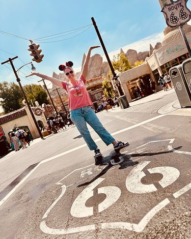 Emily Brisson pictured inside Cars Land at Disney California Adventure® Park.