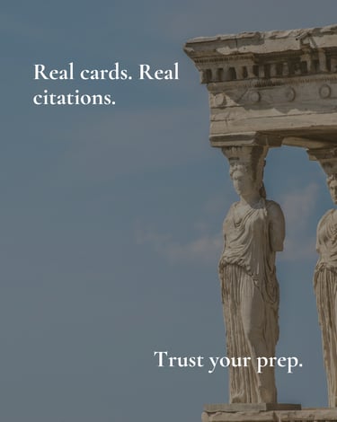 Classical Greek statues against a blue sky — League Logic Pro article on verifying debate evidence
