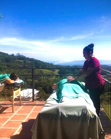 a woman is getting ready to be a massager