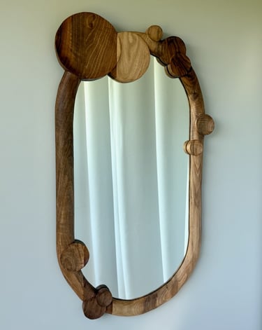 Miroir contemporain artisanale noyer